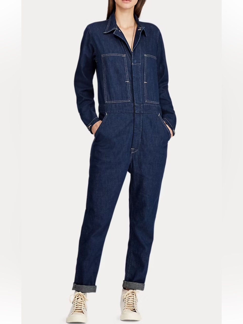 RRL Ralph Lauren Indigo Rinse Cotton Linen Japanese Denim Coverall Jumpsuit 2